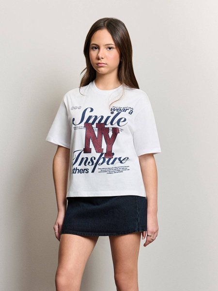 T-Shirt Feminino Authoria Smile com Strass