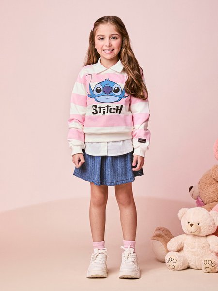 Casaco Infantil Menina Listrado do Stitch