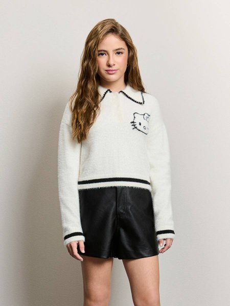Casaco Suéter Feminino Authoria de Tricot da Hello Kitty