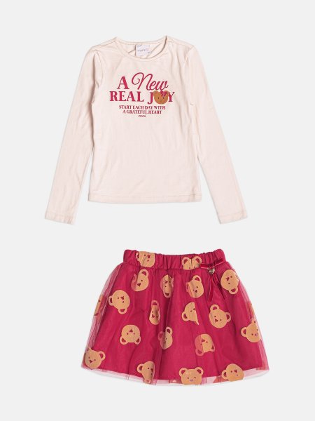 Conjunto Infantil Menina Manga Longa em Tule de Ursinha