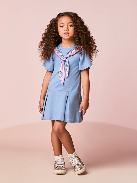 Vestido Infantil Menina Manga Curta com Lenço