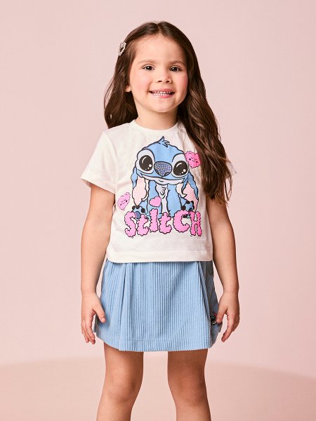 Conjunto Infantil Menina do Stitch com Strass