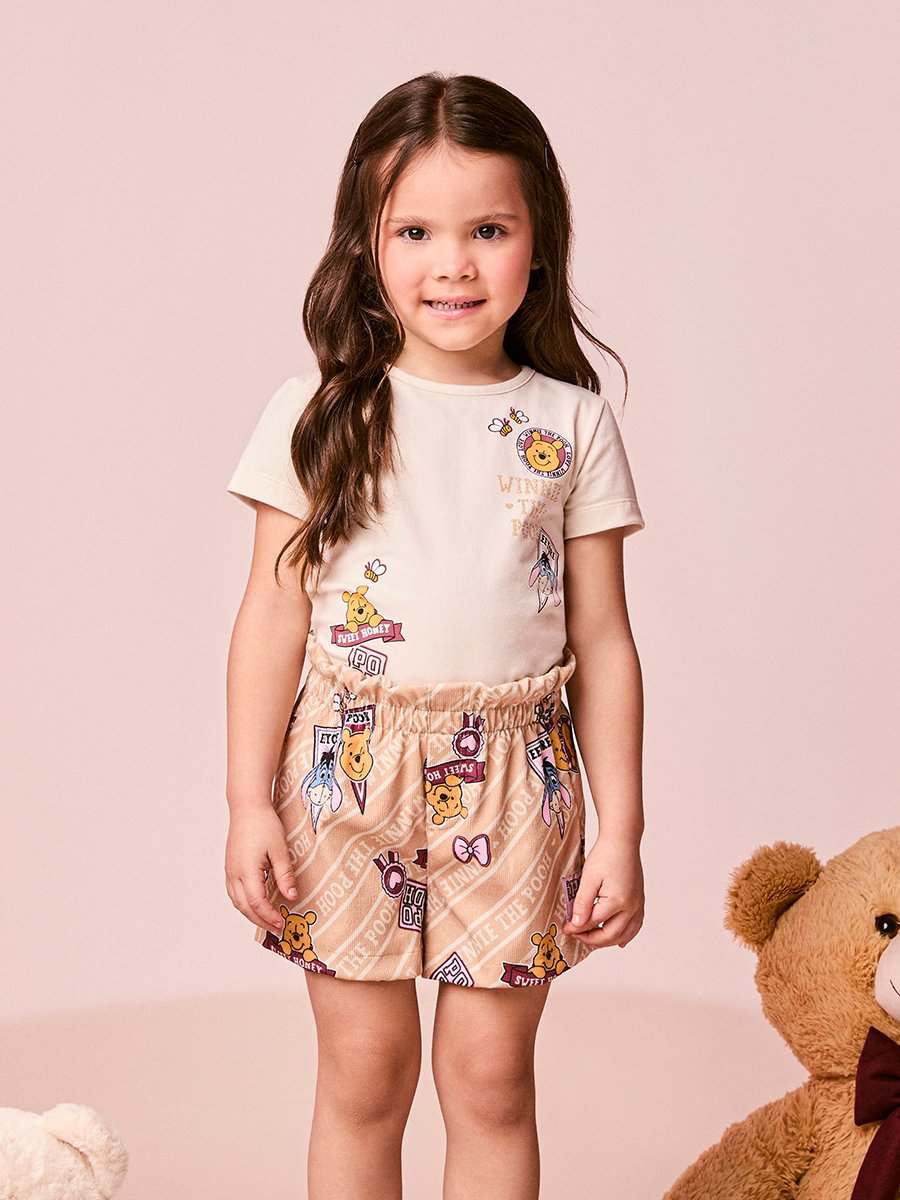 Conjunto Infantil Menina de Moletom com Patch de Urso