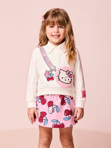 Conjunto Infantil Menina de Moletom com Bolsinha da Hello Kitty