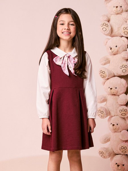 Vestido Infantil Menina de Moletom com Laço