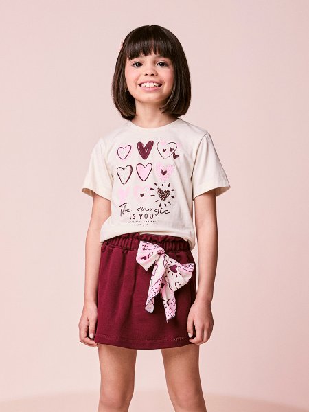 Conjunto Infantil Menina de Corações com Laço