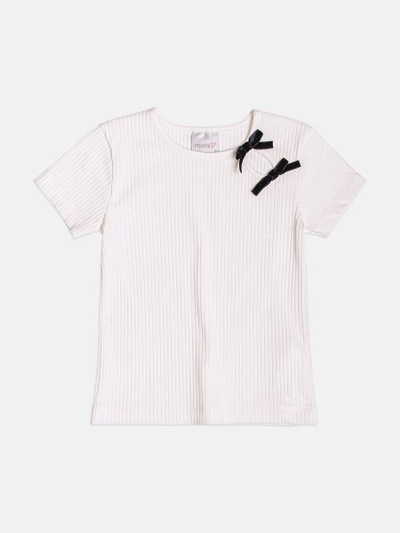 Blusa Menina Infantil Manga Curta com Lacinhos de Veludo
