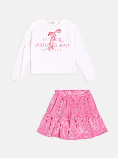Conjunto Infantil Menina Manga Longa de Plush com Laço