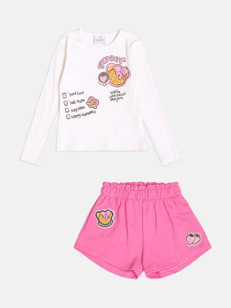 Conjunto Infantil Menina com Patch de Waffle Bear