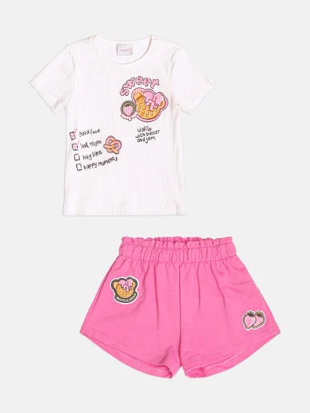 Conjunto Infantil Menina com Patch de Waffle Bear