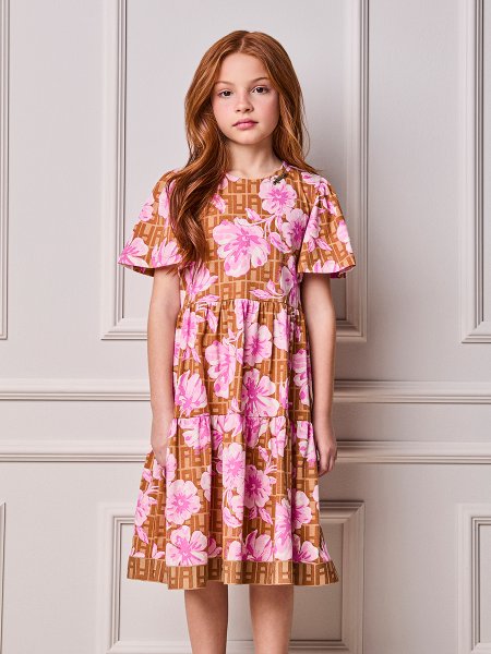 Vestido Infantil Menina Animê Monograma Floral