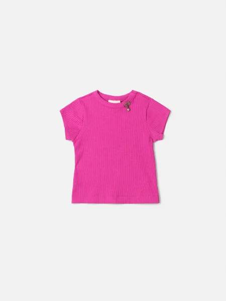 Blusa Infantil Menina Animê Pink Canelada com Pingente