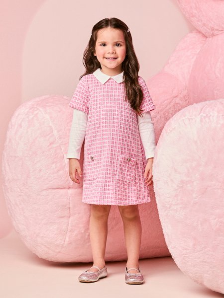 Vestido Infantil Menina em Tweed com Golinha