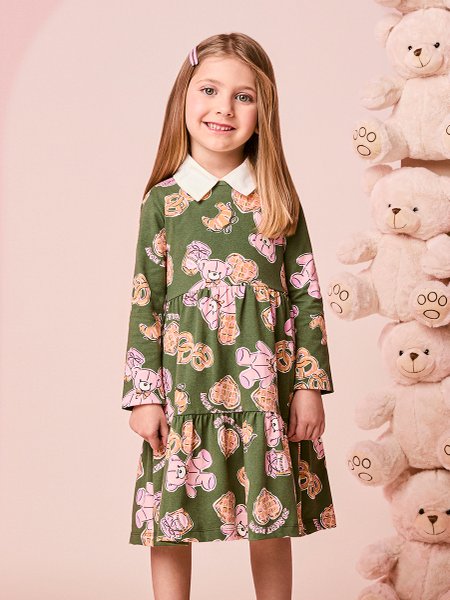 Vestido Infantil Menina Manga Longa de Sweet Bear