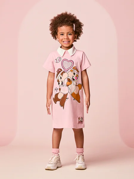 Vestido Infantil Menina Rosa do Tico e Teco