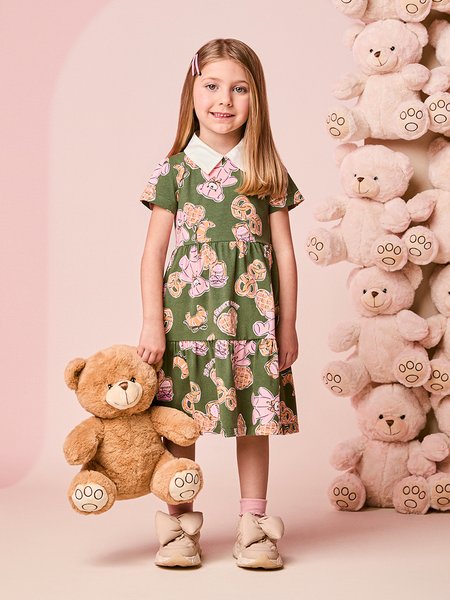 Vestido Infantil Menina Manga Curta de Sweet Bear