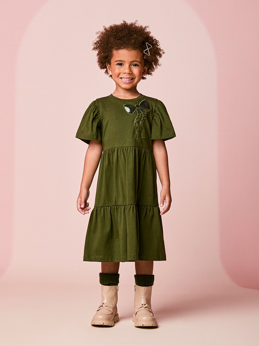 Conjunto Infantil Menina de Moletom com Laço de Paetê
