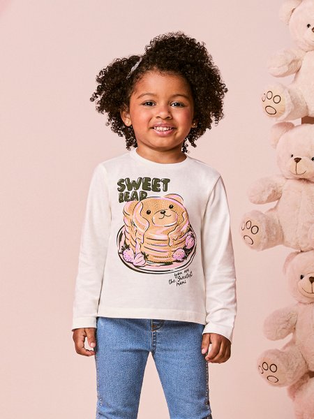 Blusa Menina Infantil Manga Longa de Sweet Bear