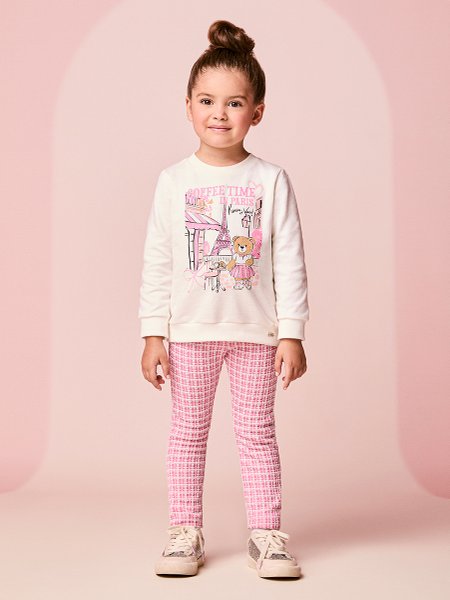 Conjunto Infantil Menina em Tweed Rosa de Ursinha