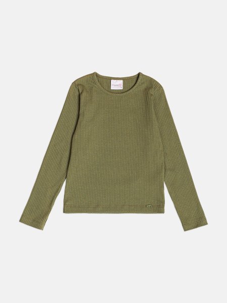 Blusa Menina Infantil Básica Verde Canelada