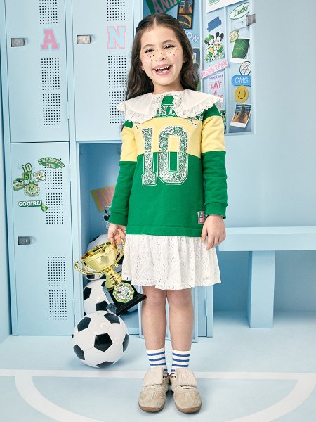 Vestido Infantil Menina Animê Copa Listrado da Minnie Disney