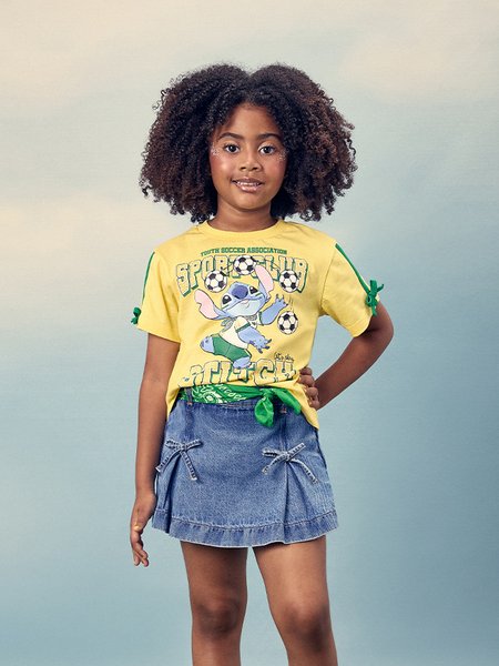 Blusa Infantil Menina Momi Copa do Stitch Disney