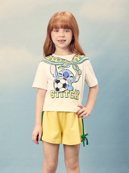 Conjunto Infantil Menina Momi Copa do Stitch Disney