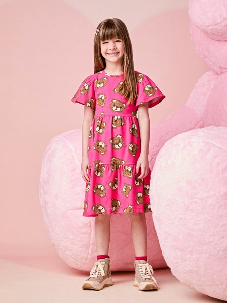 Vestido Infantil Menina de Ursinhos Tricot