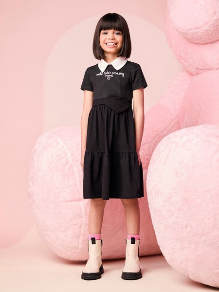 Vestido Infantil Menina com Bolsinha de Coração