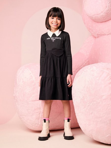 Vestido Infantil Menina com Bolsinha de Coração
