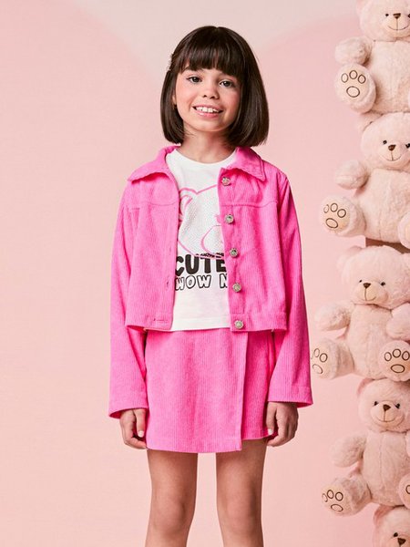 Jaqueta Infantil Menina Pink de Veludo
