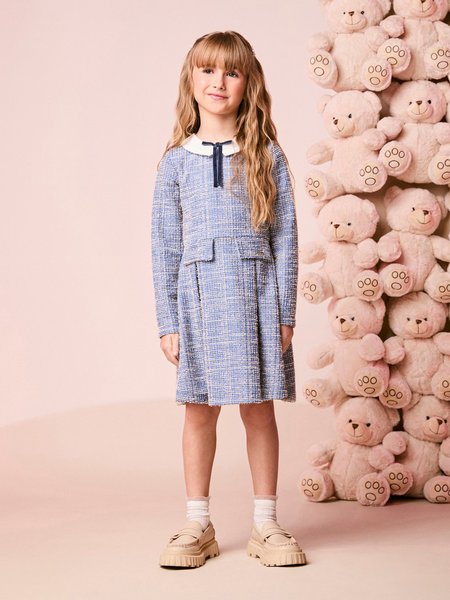 Vestido Infantil Menina de Tweed com Lacinho