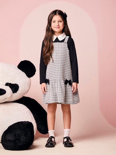 Vestido Infantil Menina Xadrez de Tweed