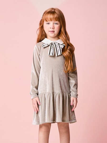 Vestido Infantil Menina de Plush com Laço