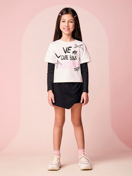 Conjunto Infantil Menina Assimétrico com Lacinhos