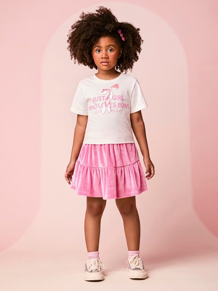 Conjunto Infantil Menina de Plush com Patch de Laço