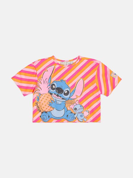  Blusa Infantil Menina do Stitch com Listras Neon Bimbi