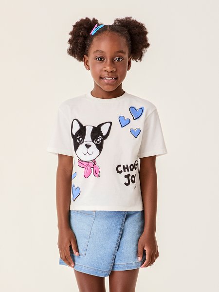 Blusa Infantil Menina com Patch Dog Bimbi