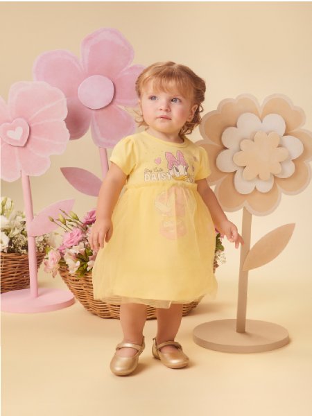Vestido Infantil Menina de Tule Amarelo da Daisy Momi