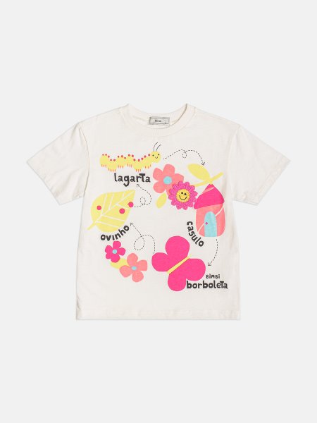 Blusa Infantil Menina com Aplique de Flor Bordada Bimbi