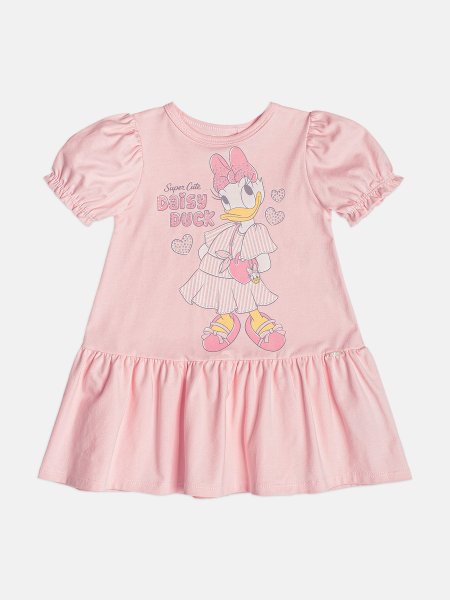 Vestido Infantil Menina Rosa da Daisy com Strass e Mangas Bufantes Momi