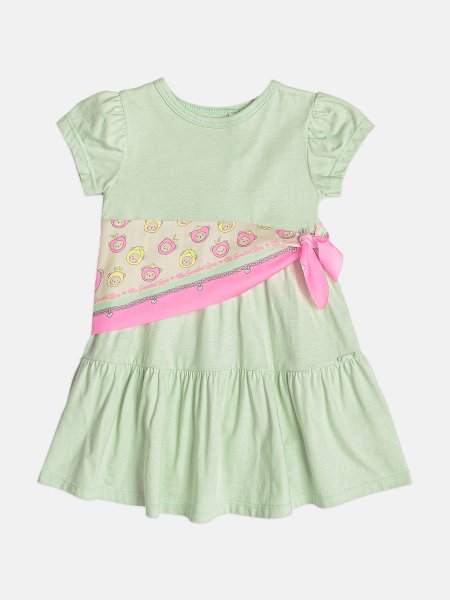 Vestido Infantil Menina Verde Menta com Lenço Baby Fruits Momi