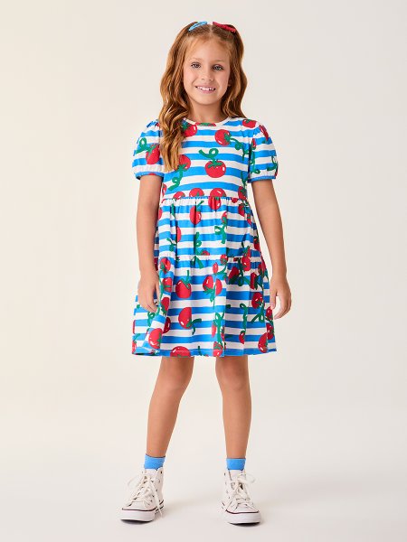 Vestido Infantil com Listras Azuis da Bimbi