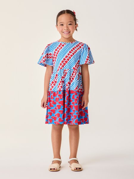Vestido Infantil Estampado com Corações Bimbi
