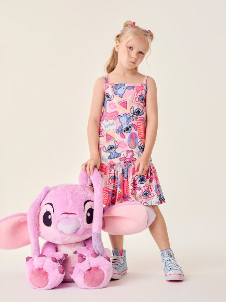 Vestido Infantil Menina Disney Stitch Tropical Bimbi