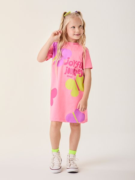 Vestido Infantil Rosa de Borboletas Bimbi