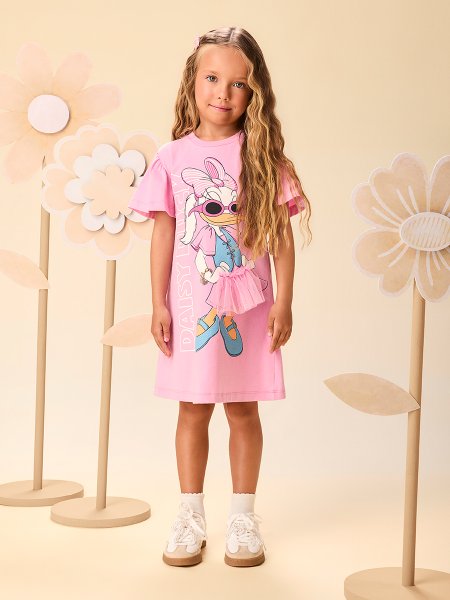 Vestido Infantil Menina de Daisy Stylish com Saia de Tule 3D Momi