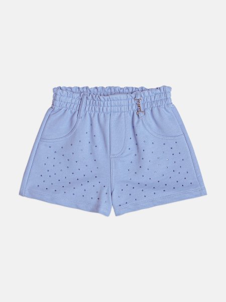 Shorts Infantil Menina de Moletom Lilás Maliblue com Strass Momi