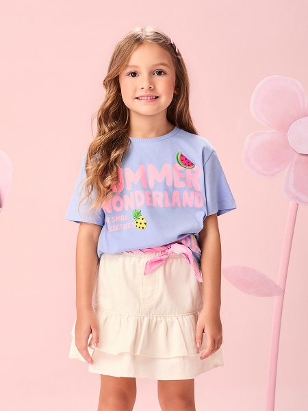 Blusa Infantil Menina Summer com Patchs de Frutas Momi