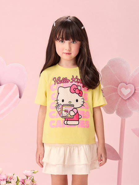 Blusa Infantil Menina Hello Kitty Candies com Strass Momi